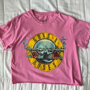 pink Guns n Roses cropped tshirt